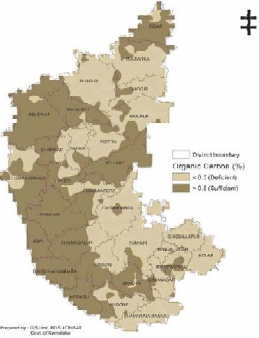 Spatial distribution of organic carbon in soils of Karnataka